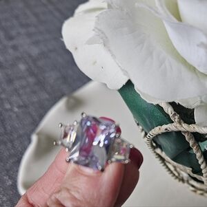 Elegant CZ  Silver-Toned Women's Ring